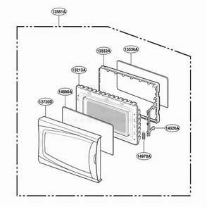 Door Parts Diagram and Parts List for MB387W CWHQLGE LG Range