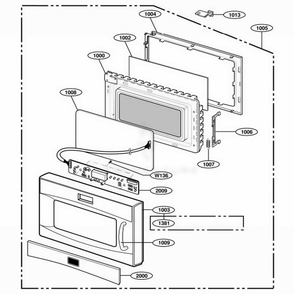 Door And Controller Parts Diagram and Parts List for 63992 AW1ESEA LG Wall Oven