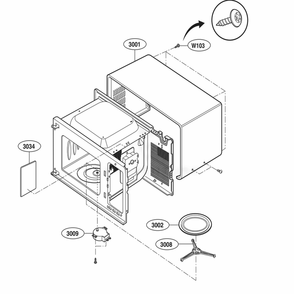 Oven Cavity Parts Diagram and Parts List for LCRT2010ST CS1EBBY LG Microwave