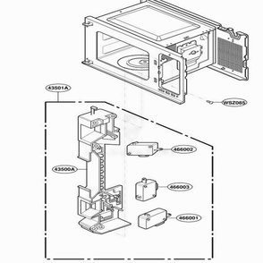 Latch Board Parts Diagram and Parts List for MA1101BRV BKEGSE LG Wall Oven