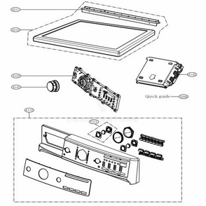 Control Panel And Plate Assembly Diagram and Parts List for 91072 ABWESEU LG Dryer