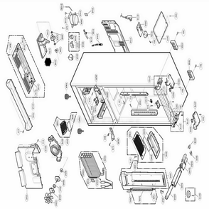 Case Parts Diagram and Parts List for 79764 ABI1SEF LG Refrigerator