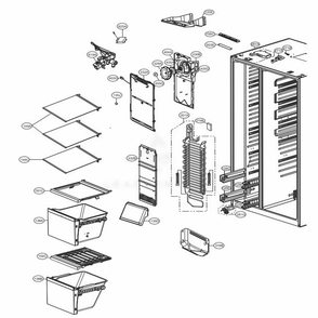 Freezer Compartment Diagram and Parts List for LSXC22396S ASTCNA0 LG Refrigerator
