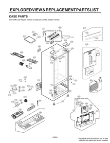 Case Parts Diagram and Parts List for GR-Q238NSNM ASTCNA0 LG Refrigerator