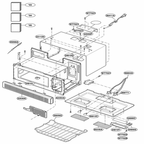 Oven Cavity Parts Diagram and Parts List for YKHMC107EWH0 WHEKAC LG Range