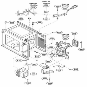 Interior Parts 1 Diagram and Parts List for 65052 CWHESEA LG Wall Oven