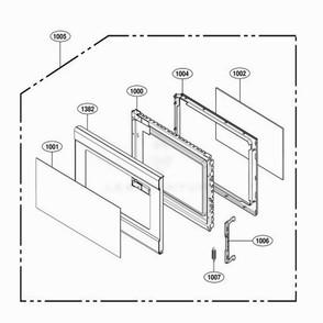 Door Parts Diagram and Parts List for 79159 CBKESEA LG Range