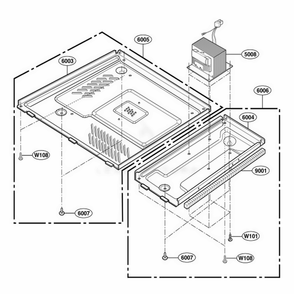 Base Plate Parts Diagram and Parts List for 62463 ASBESEA LG Wall Oven