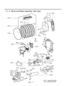Drum And Motor Assembly Diagram and Parts List for RN1851VS ASSEEUS LG Dryer