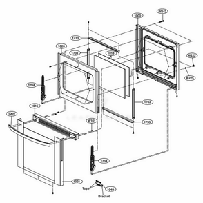 Door Parts Diagram and Parts List for LRG3061ST FS1ELGA LG Wall Oven