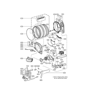 Drum And Motor Assembly Diagram and Parts List for DLGX3876W 00 LG Dryer