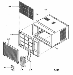 Cabinet/front Grille Assy Diagram and Parts List for 58072082200  Kenmore Air Conditioner