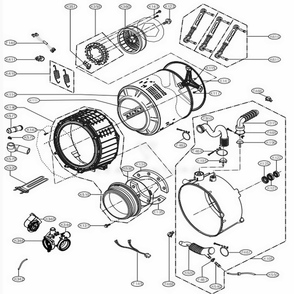 Drum And Tub Assembly Diagram and Parts List for 40272 ABWESEU LG Washer