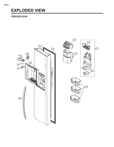 Freezer Door Diagram and Parts List for GM-J267NKXM ASBCNA4 LG Refrigerator