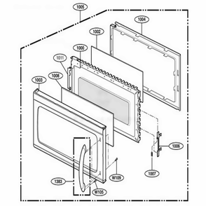 Part Location Diagram of 3651W1A023B LG HANDLE ASSEMBLY