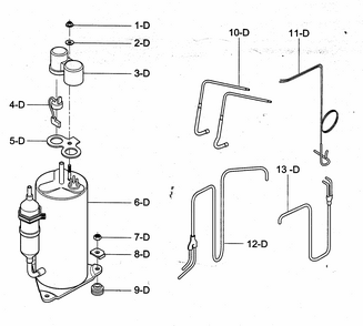 Compressor Parts Diagram and Parts List for 58072087200  Kenmore Air Conditioner