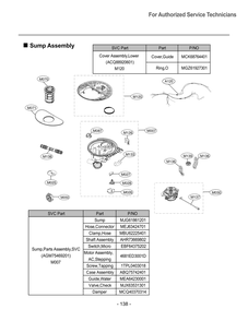 Sump Assembly Svc Part Diagram and Parts List for LDFC353LS ASSEEUS LG Dishwasher