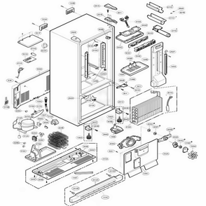 Case Parts Diagram and Parts List for LRDC20731ST ASTCLGY LG Refrigerator