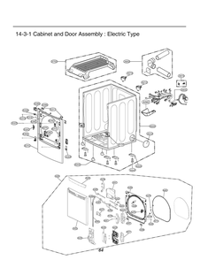 Cabinet And Door Assembly Diagram and Parts List for RV1380ES8N ASSEEUS LG Dryer