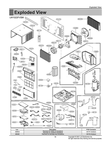 Diagram 1 Diagram and Parts List for LW1022FVSM AT1AUSH LG Air Conditioner