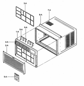 Cabinet/front Grille Assy Diagram and Parts List for 58074156400  Kenmore Air Conditioner