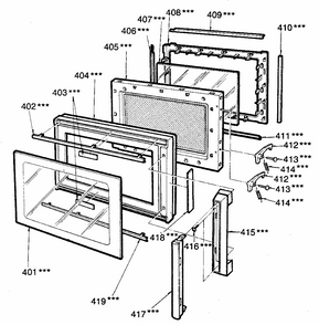Door Diagram and Parts List for 7218853180  Kenmore Microwave