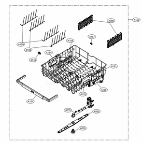 Upper Rack Assembly Diagram and Parts List for LDP6809BM ABMESNA LG Dishwasher