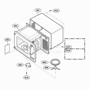 Oven Cavity Parts Diagram and Parts List for 66462 CWHESEA LG Range
