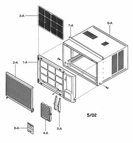 Cabinet/front Grille Assy Diagram and Parts List for 58072124200  Kenmore Air Conditioner