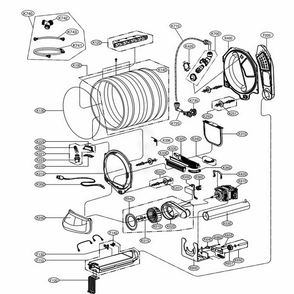 Drum And Motor Assembly Electric Type Diagram and Parts List for 61423 ASTESEU LG Dryer