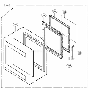 Door Parts Diagram and Parts List for LMC2075BD CBDELNA LG Microwave
