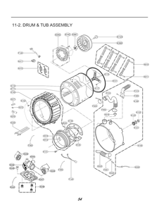 Drum And Tub Assembly Diagram and Parts List for FH0C7FD41 ASSEELC LG Washer