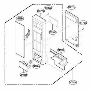 Controller Parts Diagram and Parts List for MT1130SGB SGEWRP LG Range