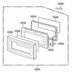 Door Parts Diagram and Parts List for JE1340WC AMWEGEU LG Range