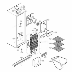 Freezer Compartment Diagram and Parts List for LSC27921ST AST1LGA LG Refrigerator