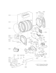 Drum And Motor Assembly Parts Diagram and Parts List for DLGX4271W  LG Dryer