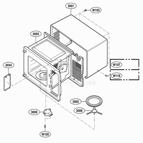 Oven Cavity Parts Diagram and Parts List for 63352 CWHESEA LG Range