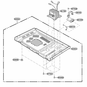 Base Plate Parts Diagram and Parts List for SBM6500B CBKEGSE LG Wall Oven