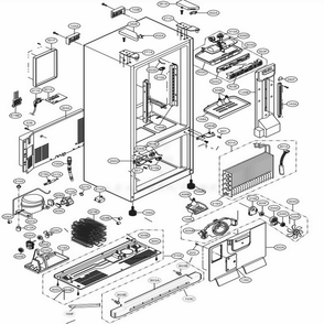 Case Parts Diagram and Parts List for LRFC22750WW ASWCLGY LG Refrigerator