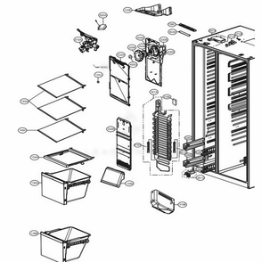 Freezer Compartment Diagram and Parts List for 51839 AWBCSE3 LG Refrigerator