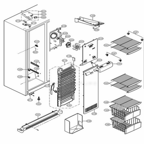 Freezer Compartment Diagram and Parts List for 58829 AWBCSER LG Refrigerator