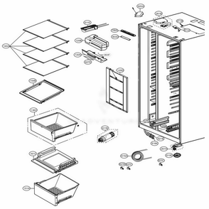 Refrigerator Compartment Diagram and Parts List for 51832 ASWCSE2 LG Refrigerator