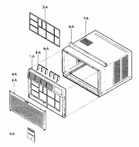 Cabinet/front Grille Assy Diagram and Parts List for 58075180501  Kenmore Air Conditioner