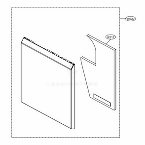 Front Cover Assembly Diagram and Parts List for LDP7708ST ASTESNA LG Dishwasher
