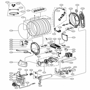 Drum And Motor Assembly: Gas Type Diagram and Parts List for DLG1502W ABWEEUS LG Dryer