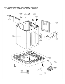 Outer Case Assembly Diagram and Parts List for T1743HDFSP ABWEECI LG Washer