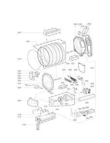 Drum And Motor Assembly Parts Diagram and Parts List for DLEX6001V  LG Dryer