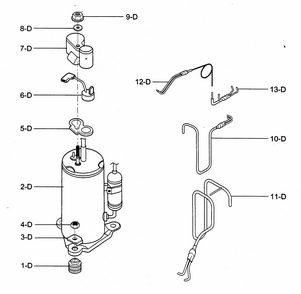 Compressor Parts Diagram and Parts List for 58074122400  Kenmore Air Conditioner