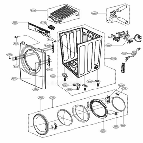 Cabinet And Door Assembly Diagram and Parts List for DLG3461W ABWEEUS LG Dryer