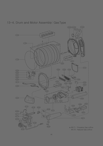 Drum And Motor Assembly Diagram and Parts List for RN1380ES ASSEEUS LG Dryer